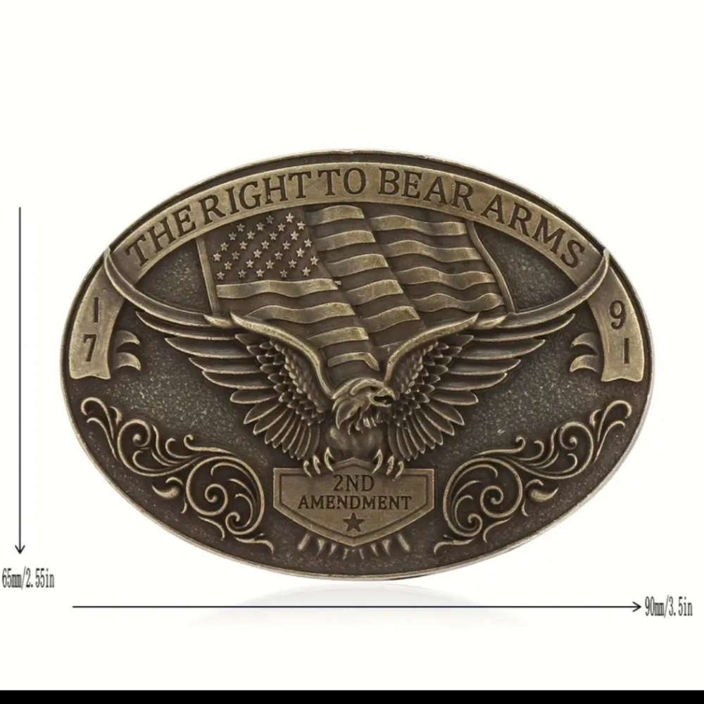 Oval Belt Buckle Eagle Flag The Right To Bear Arms 2nd Amendment